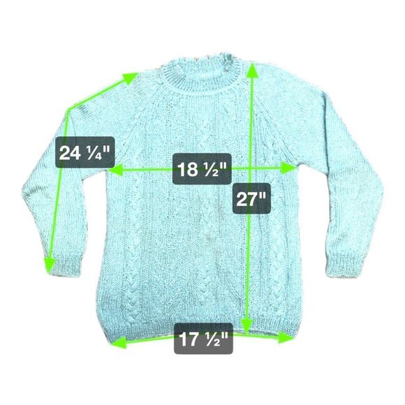 Michelle Stuart Blue Vintage Mohair Wool & Acrylic Sweater Small Cable Knit SEE - Picture 6 of 6